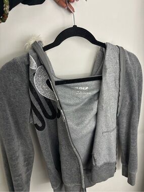 Justice Heather Gray Hoodie with Metallic Silver Logo